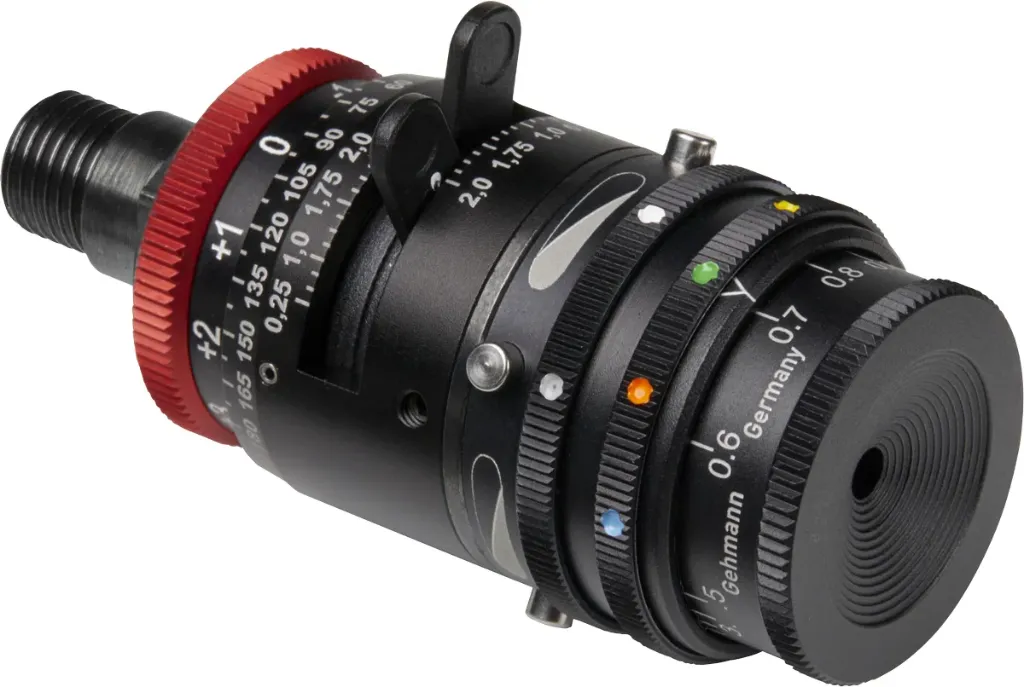 575-579-0 Iris-Diopterscheibe mit 6-Farbenfilter, Polarisationsfiltern, Diopter-Optik 0,0x und Zylinderlinsensystem